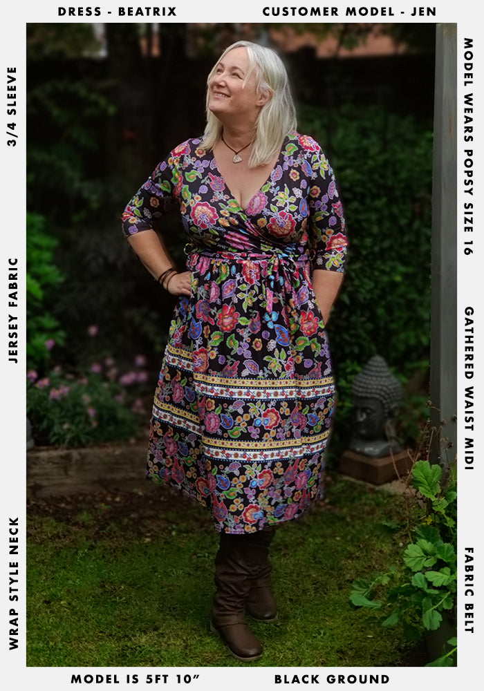 Beatrix Folk Floral Print Midi Dress