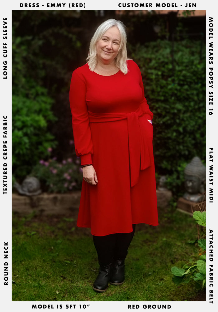 Emmy Plain Red Midi Dress
