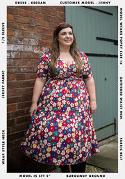 Keegan Stencil Flower Print Tiered Hem Midi Dress