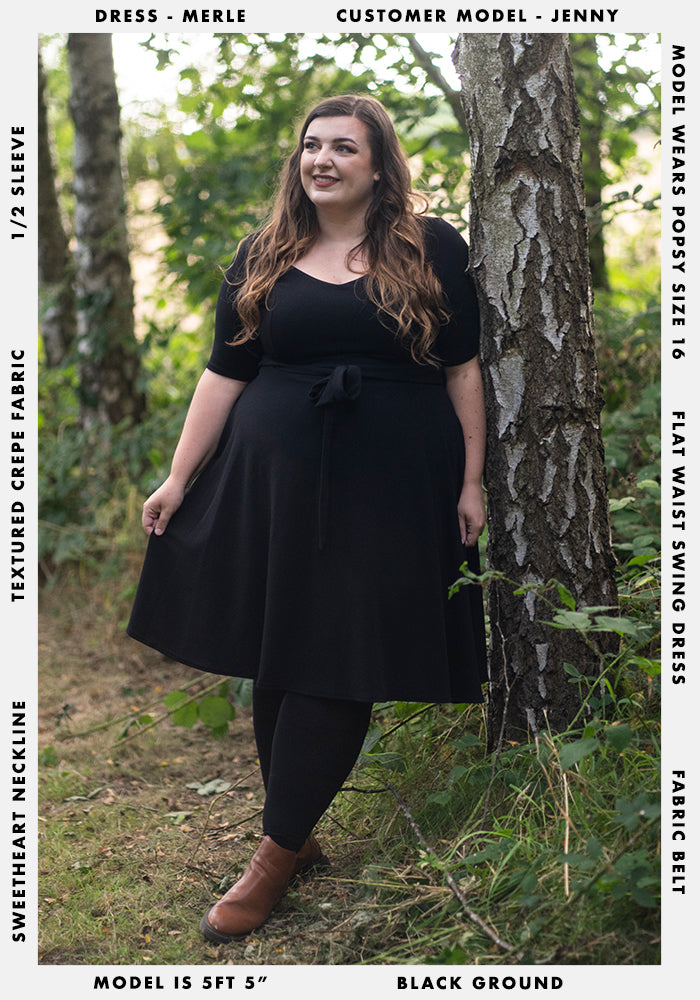 Third angle of Merle Black Vintage Swing Dress