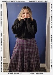 Bridget Purple Tartan Midi A-Line Skirt