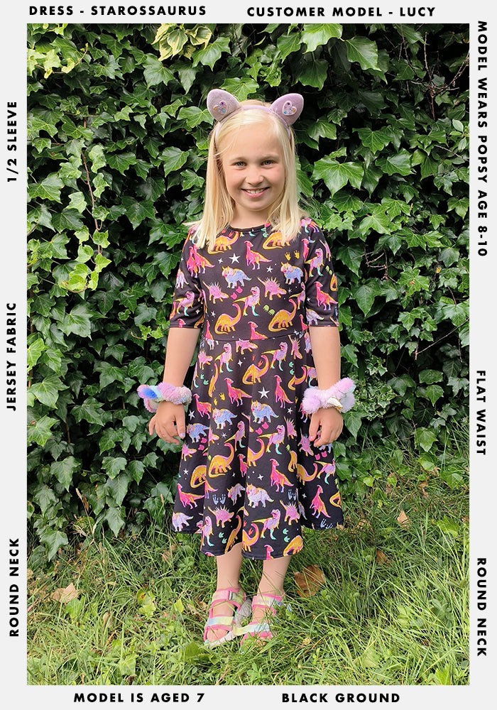 Children's Cosmic Dinosaur Dress (Starossaurus)