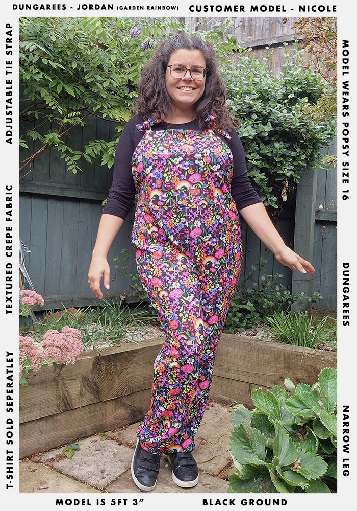 Fifth angle of Jordan Garden Rainbow Print Textured Crepe Dungaree
