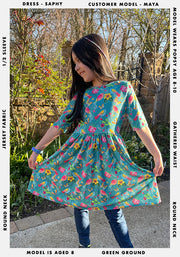 Children's Birds & Butterfly Print Dress (Saphy)