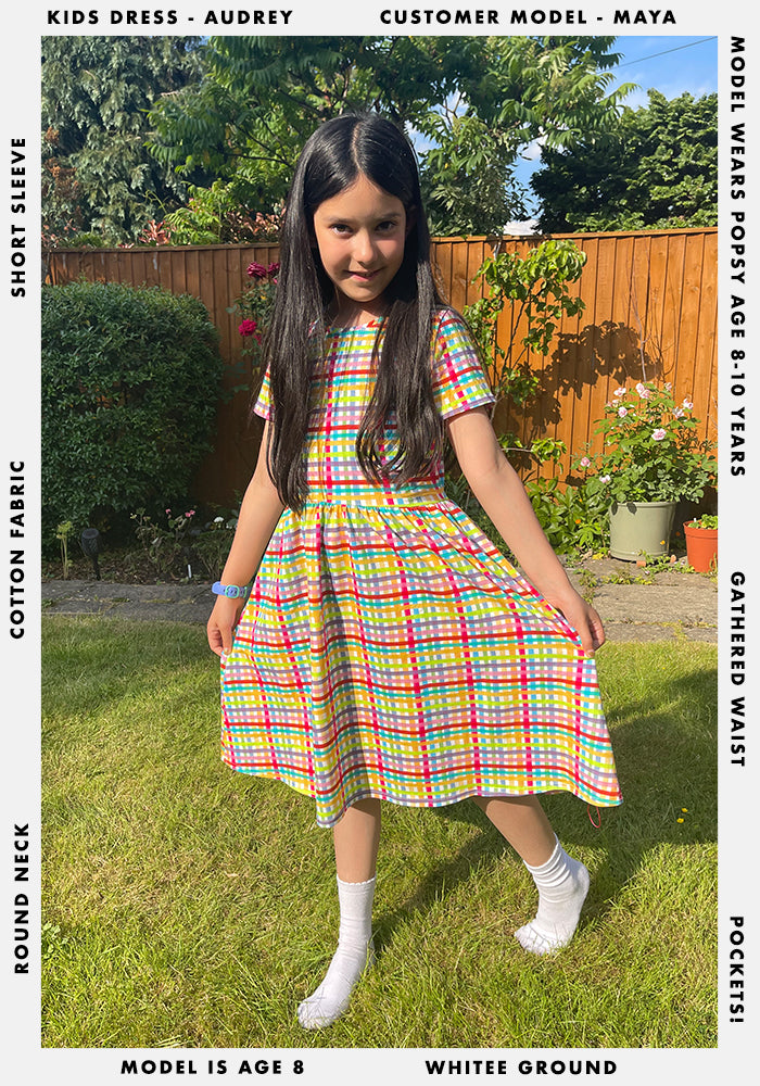 Children's Summer Check Print Dress (Audrey)