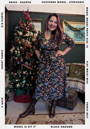 Dakota Woodland Rainbow Print Midi Dress