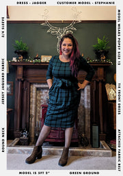 Jagger Green & Black Check Jacquard Dress