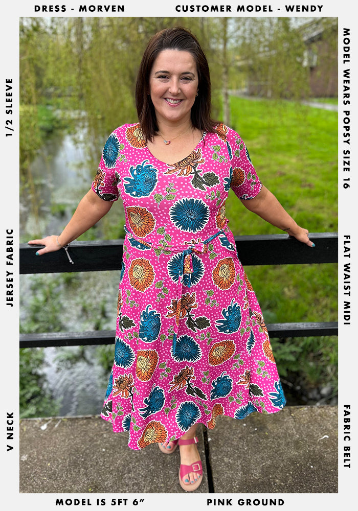 Morven Large Floral Print Midi Dress