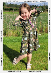 Children's Autumn Mice Print Dress (Layla)