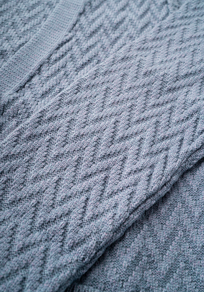 Second angle of Denim Chevron Knit Cardigan