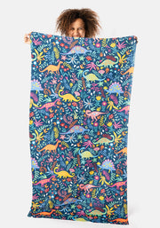 Large Dinosaur Blue Print Towel