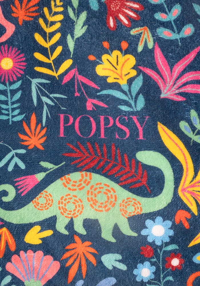 Second angle of Large Dinosaur Blue Print Towel