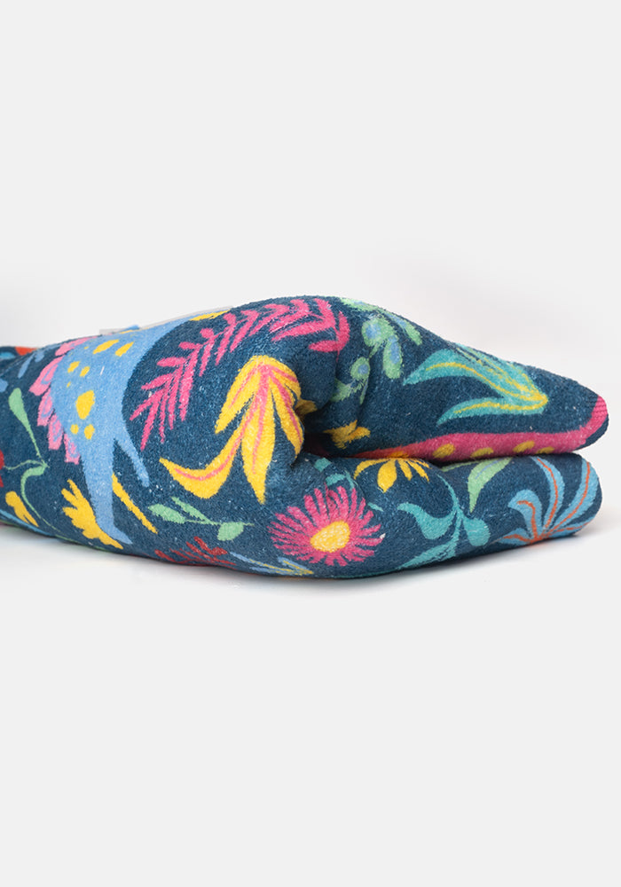 Eighth angle of Large Dinosaur Blue Print Towel
