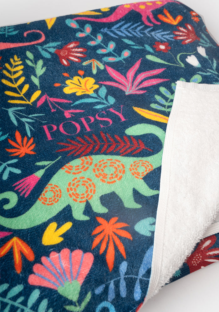 Ninth angle of Large Dinosaur Blue Print Towel