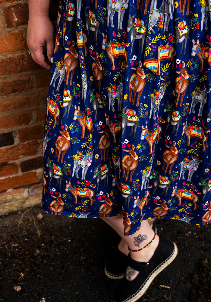 Tatum Floral Donkeys Print Midi Dress