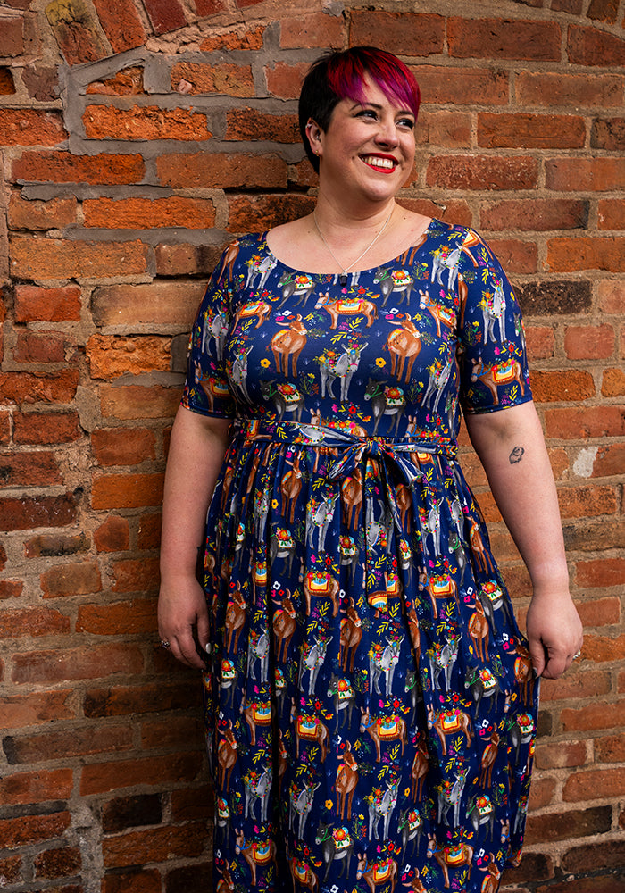 Tatum Floral Donkeys Print Midi Dress