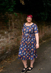 Tatum Floral Donkeys Print Midi Dress