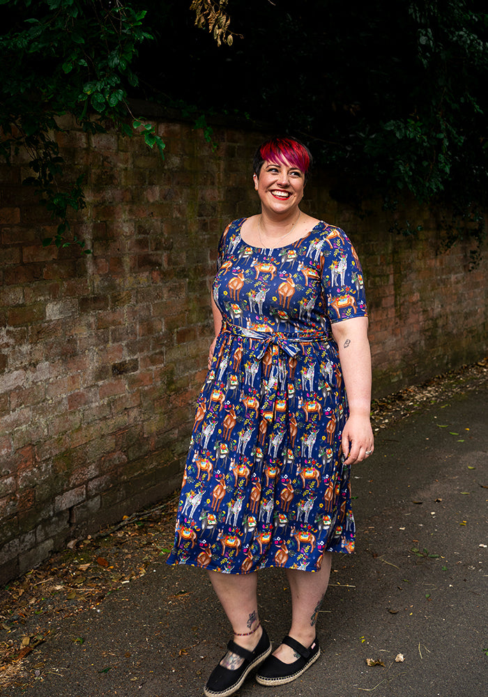 Tatum Floral Donkeys Print Midi Dress