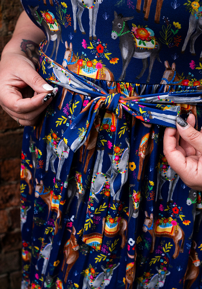 Tatum Floral Donkeys Print Midi Dress