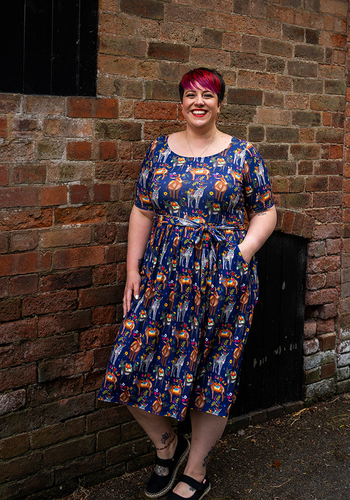 Tatum Floral Donkeys Print Midi Dress