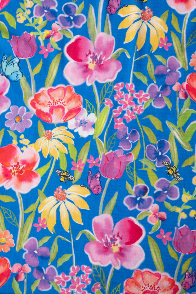 Haisley Floral Garden Border Print Midi Dress