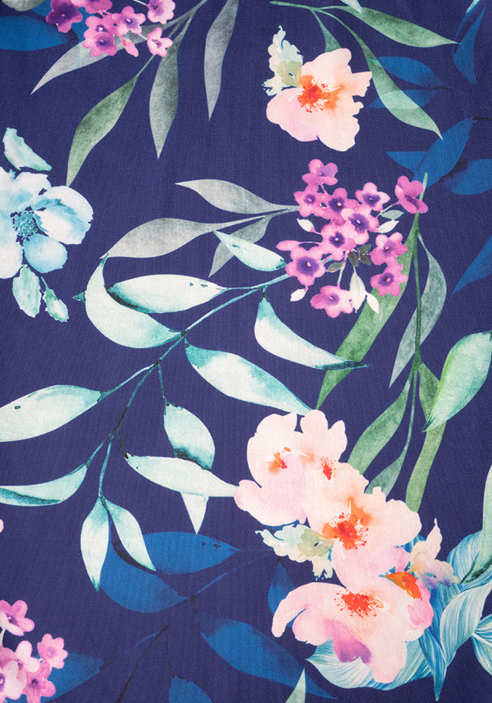 Second angle of Dutton Navy Occasion Floral Print Culotte Leg Jumpsuit
