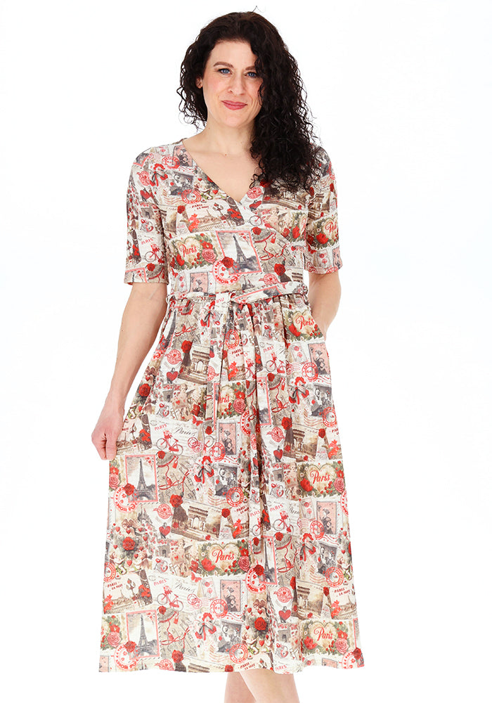 Fourth angle of Dahlia Paris Print Midi Dress, dahlia Paris Print Midi Dress A dress that tells a story.