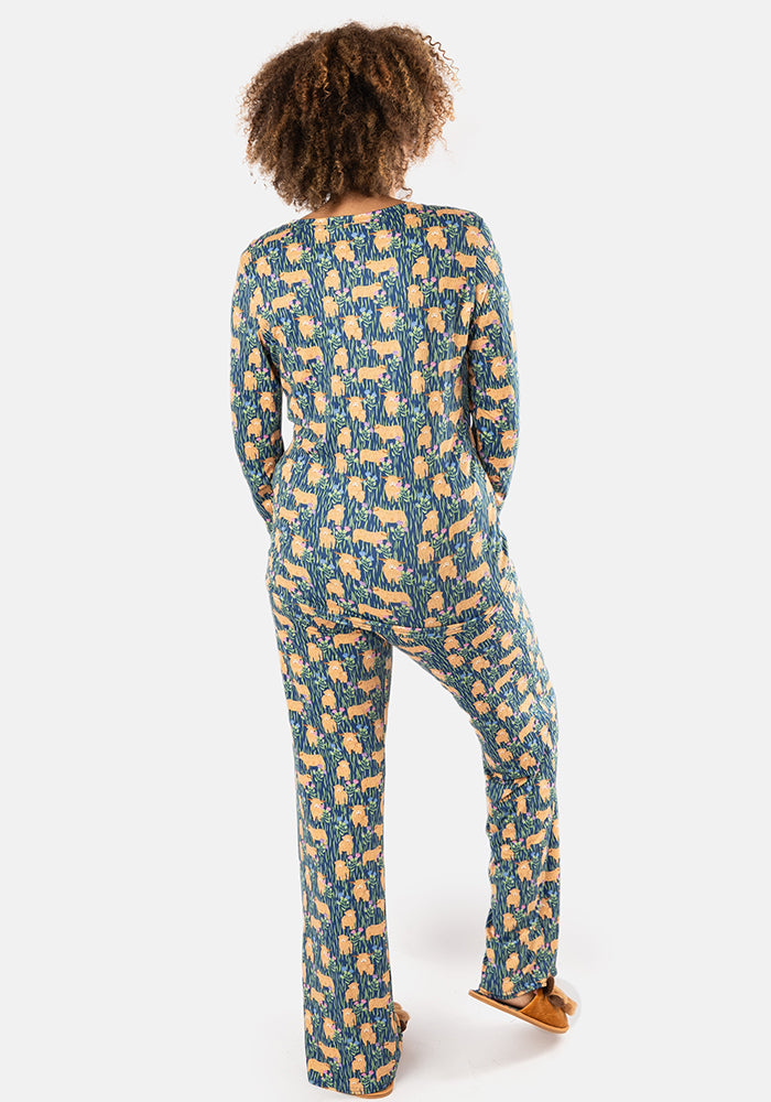 Daisy Highland Cow Print Pyjama Set