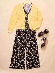 Albie Daisy & Bee Print Cotton Culotte Leg Jumpsuit