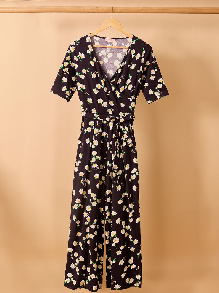 Albie Daisy & Bee Print Cotton Culotte Leg Jumpsuit