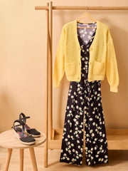 Albie Daisy & Bee Print Cotton Culotte Leg Jumpsuit