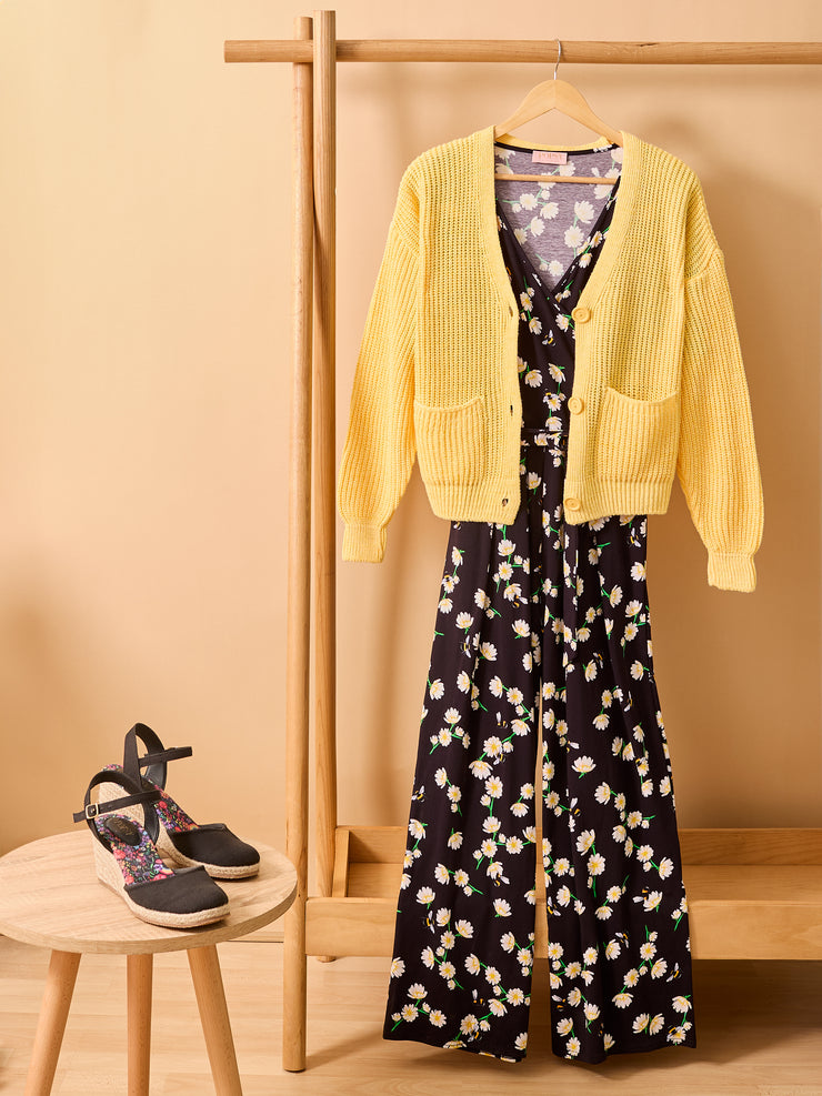 Albie Daisy & Bee Print Cotton Culotte Leg Jumpsuit