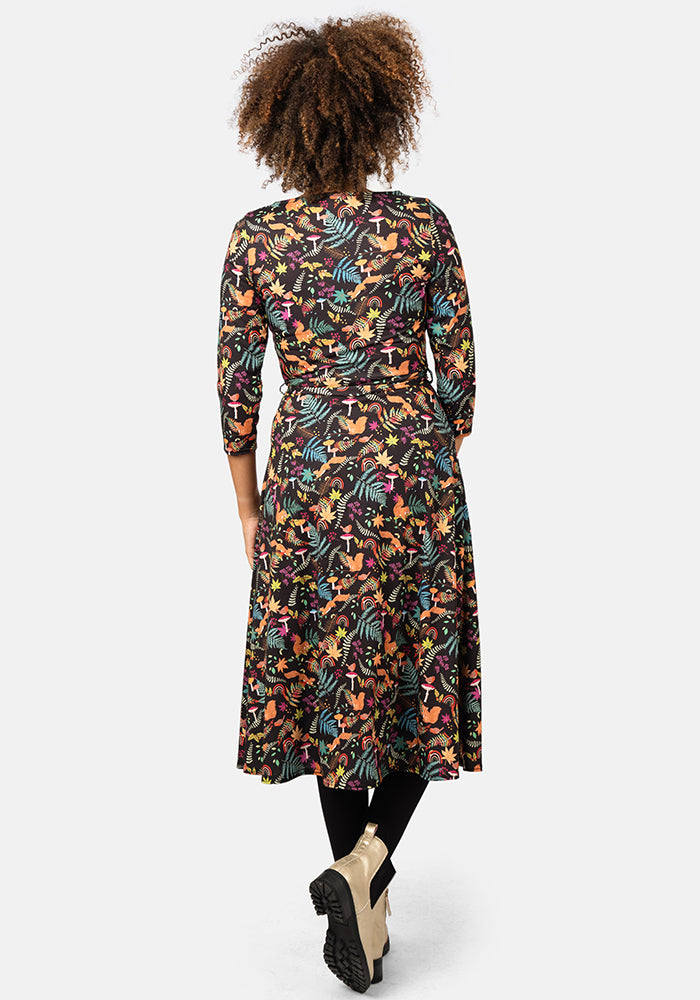 Dakota Woodland Rainbow Print Midi Dress