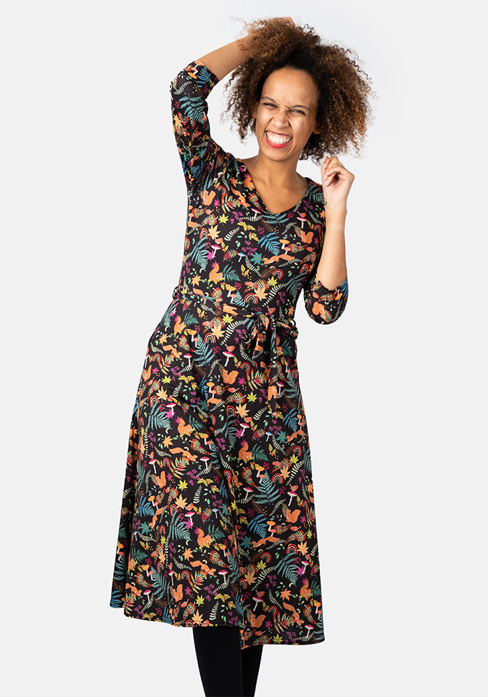 Dakota Woodland Rainbow Print Midi Dress