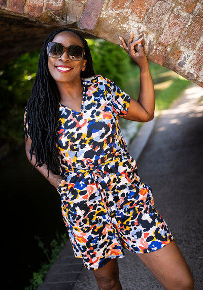 Daley Layered Animal Print Cotton Playsuit