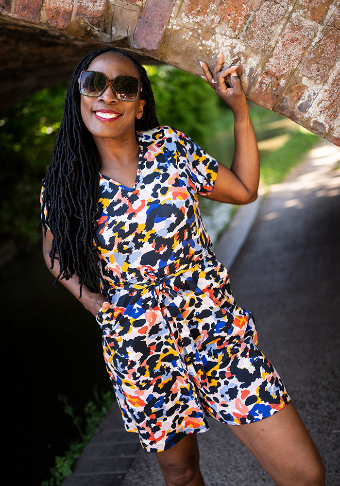 Daley Layered Animal Print Cotton Playsuit
