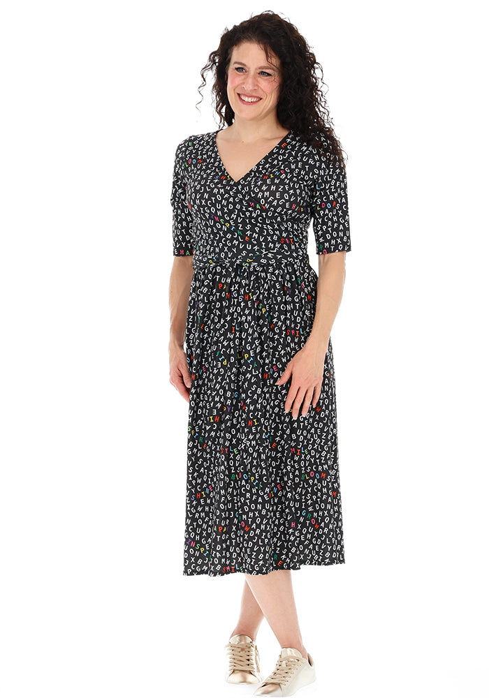 Danna Word Collage Print Midi Dress