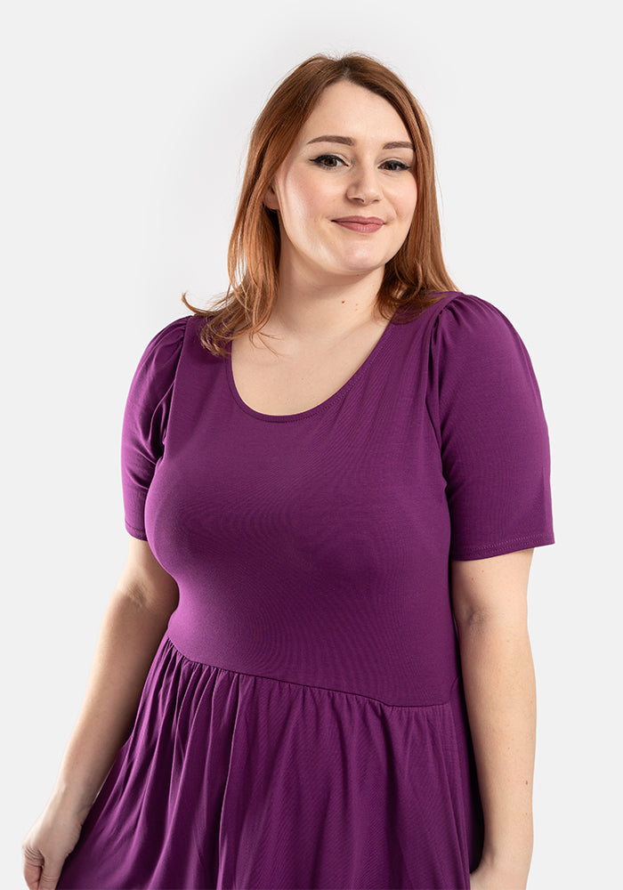 Dara Plain Grape Cotton Midaxi Dress