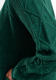 Dark Green Cable Sleeve Cardigan