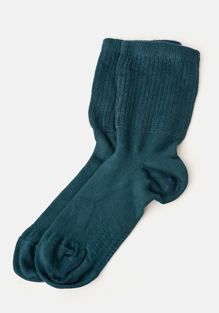 Third angle of Dark Teal Bamboo Socks
