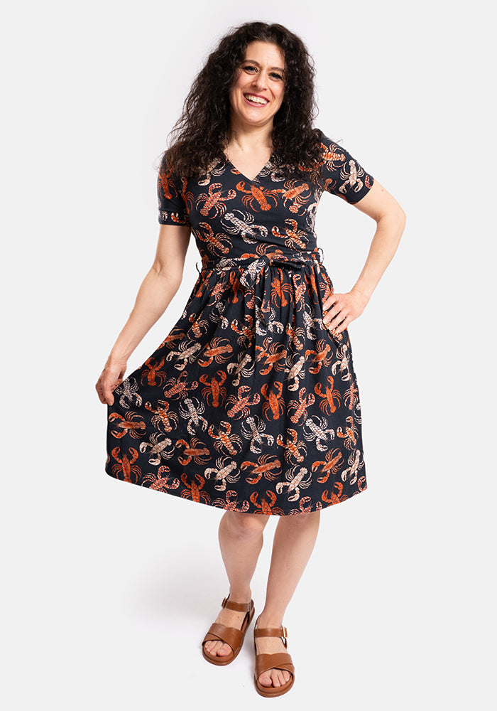 Third angle of Daria Lobster Print Cotton Dress