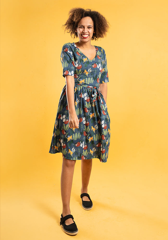 Darwin Sloth & Monkey Print Dress