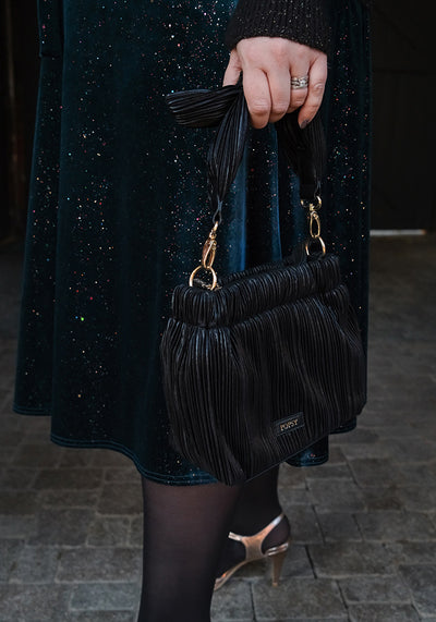 Black Plisse Cross Body Bag