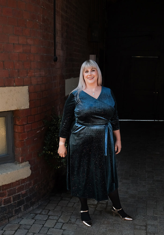 Dazzle Petrol Sparkle Midi Dress