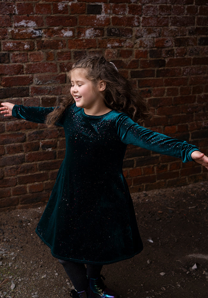 Children's Petrol Sparkle Dress (Dazzle)