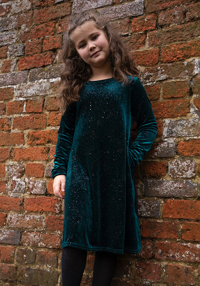 Children's Petrol Sparkle Dress (Dazzle)