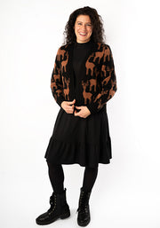 Deer Cardigan (Black/Tan)