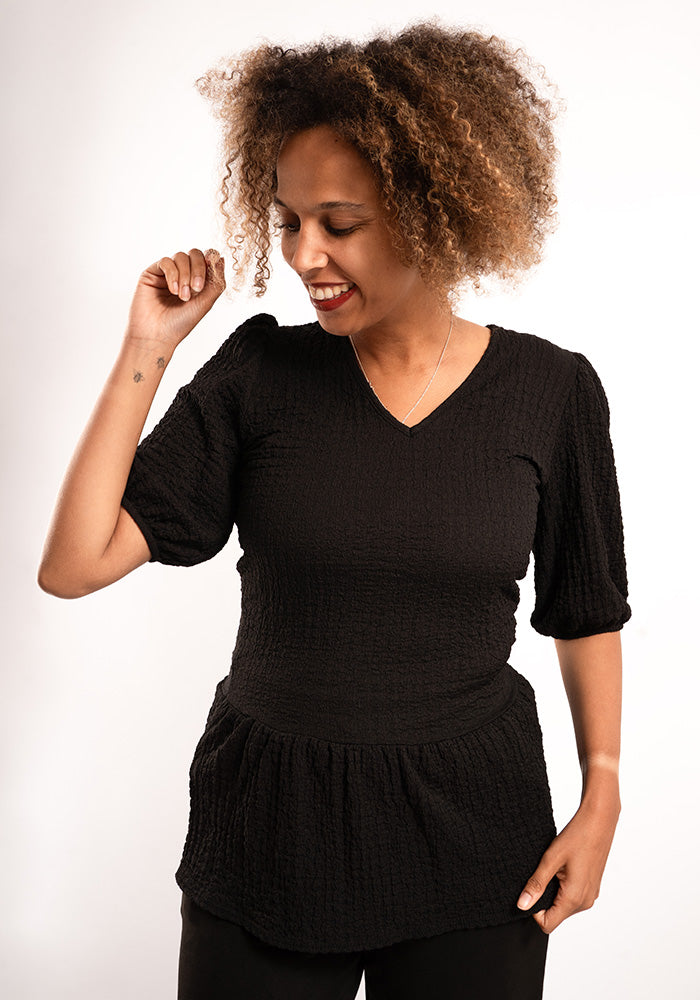 Fourth angle of Deia Black Peplum Top