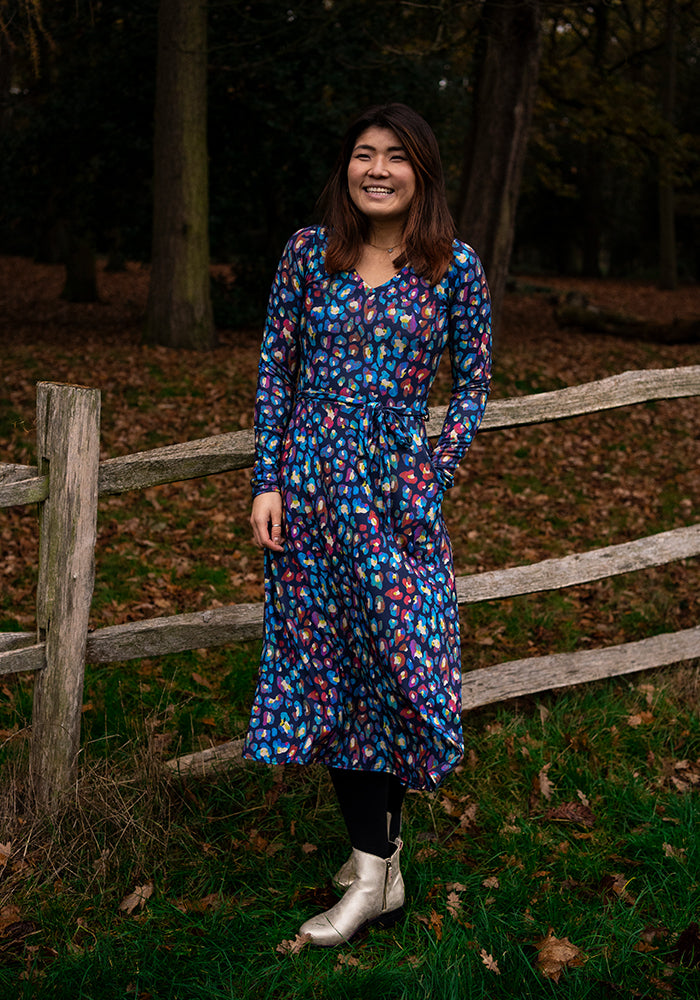 Della Animal Textured Print Midi Dress