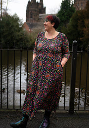 Dempsey Bright Floral Print Tiered Hem Midaxi Dress